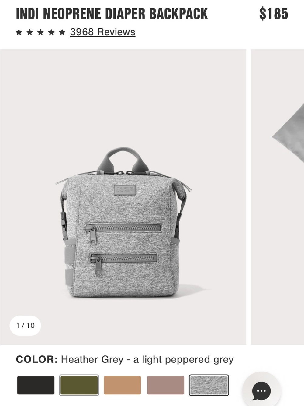 Indi Neoprene Diaper Backpack - Heather Grey, small
